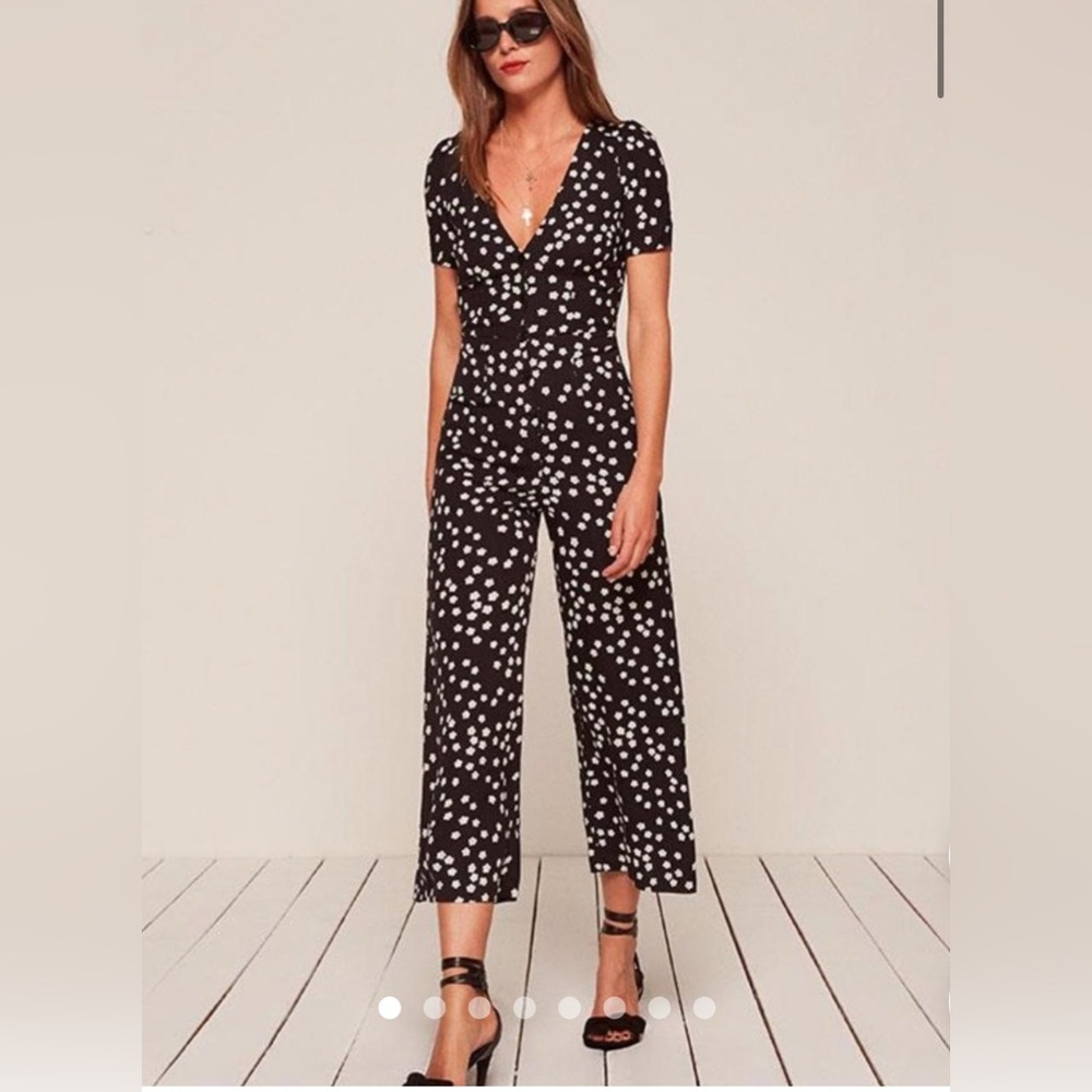 Reformation floral crop jumpsuit